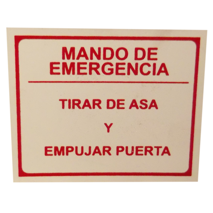 ADHESIVO MANDO EMERGENCIA TIRAR ASA Y EMPUJAR